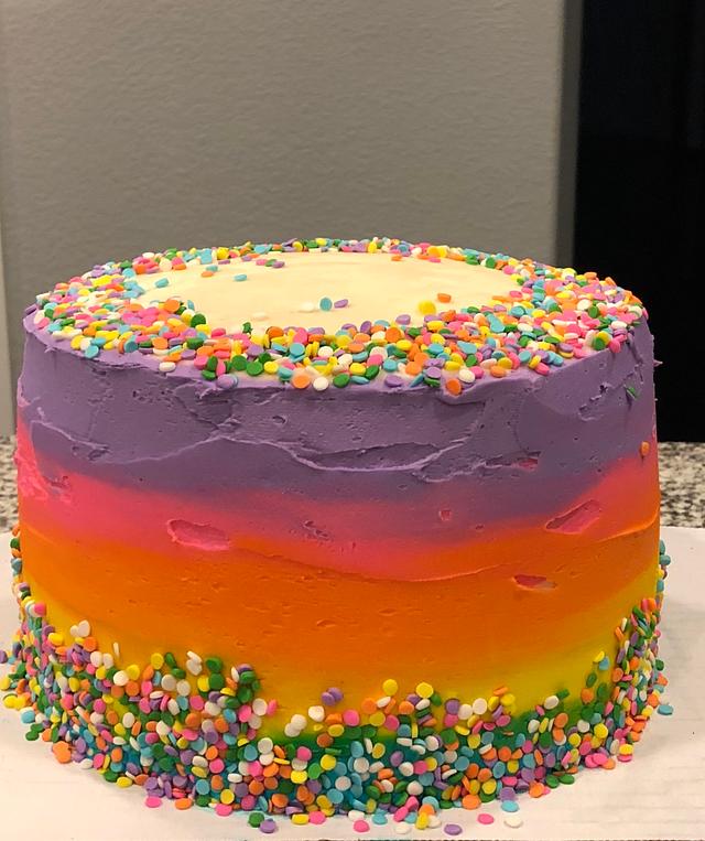 Rainbow confetti cake Decorated Cake by Yezidid Treats CakesDecor