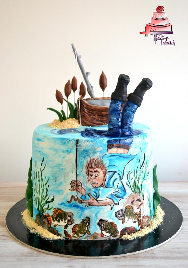 Fisherman cake Decorated Cake by Krisztina Szalaba CakesDecor