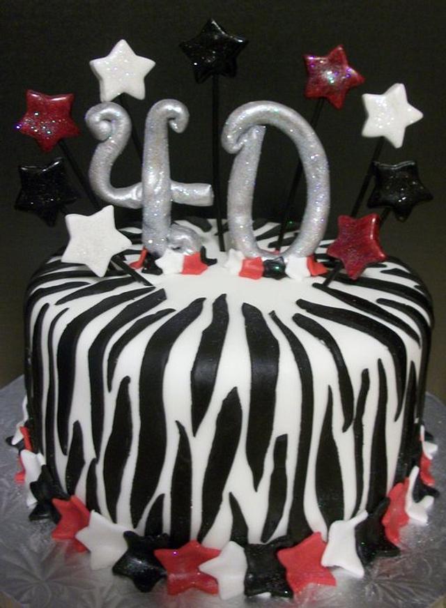Zebra 40th Birthday Cake