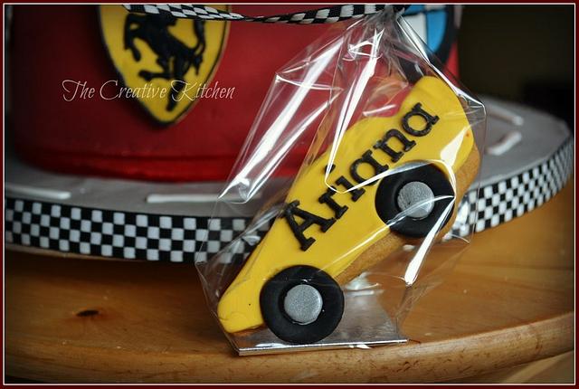 Sports car cake and cookies