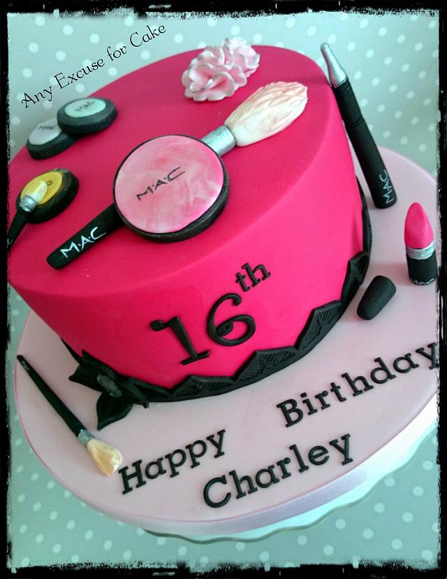 hot pink makeup cake - Decorated Cake by Any Excuse for - CakesDecor