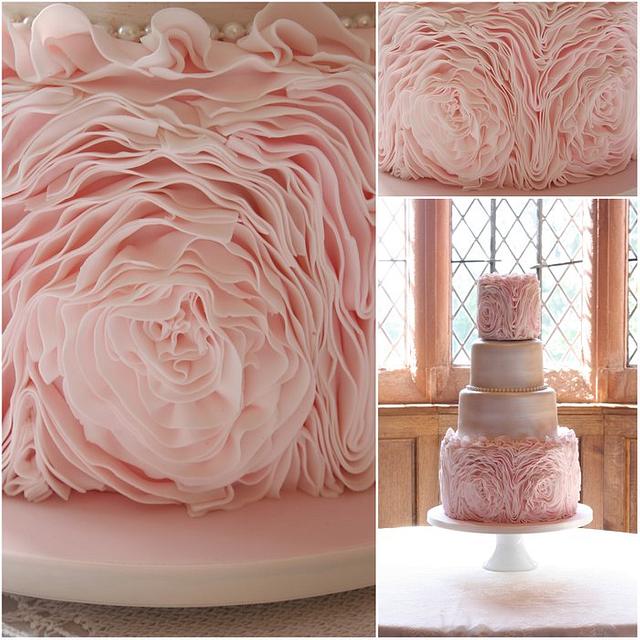 Blush Pink Ruffles Wedding Cake