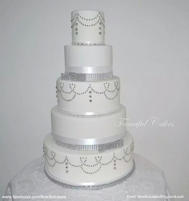 White Bling Wedding Cake – Sweet Passion Cakery