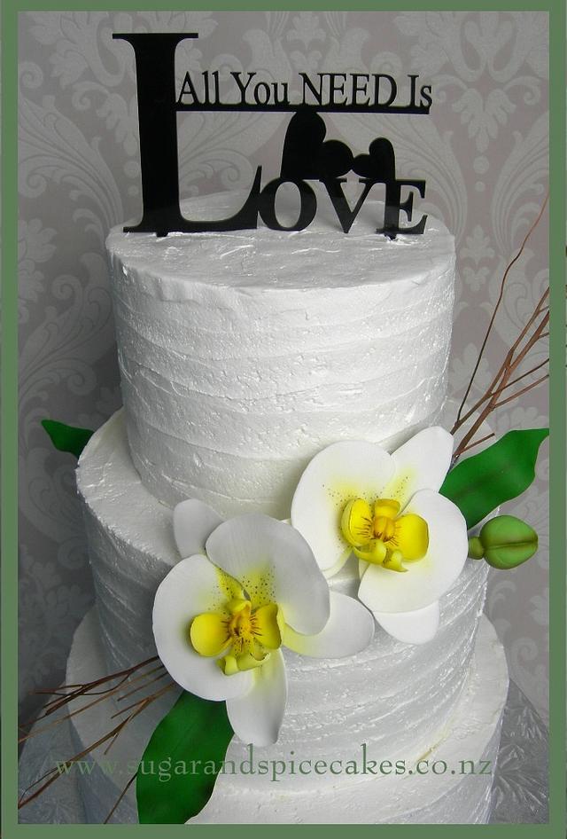 Rustic Orchid Wedding Cake - Phalaenopsis Orchid 