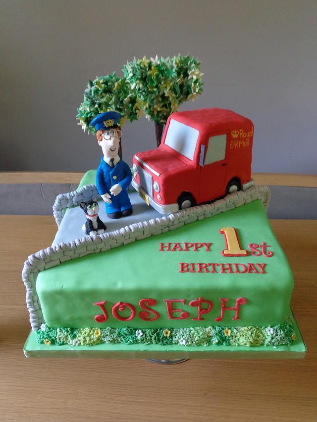 Postman Pat and his black and white cat. - Decorated Cake - CakesDecor