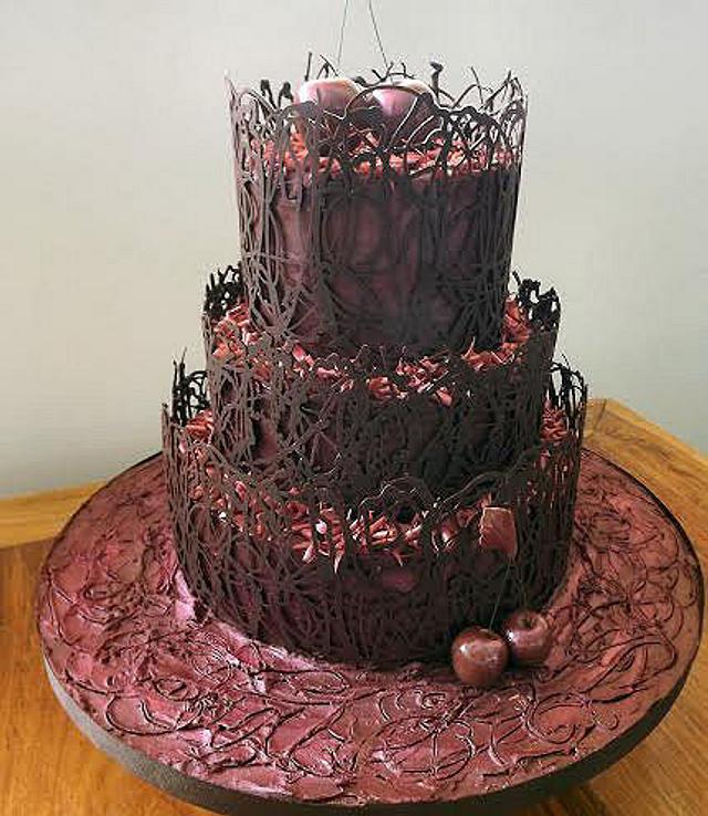 Chocolate Cheery Bomb Cake ) Cake by Storyteller Cakes