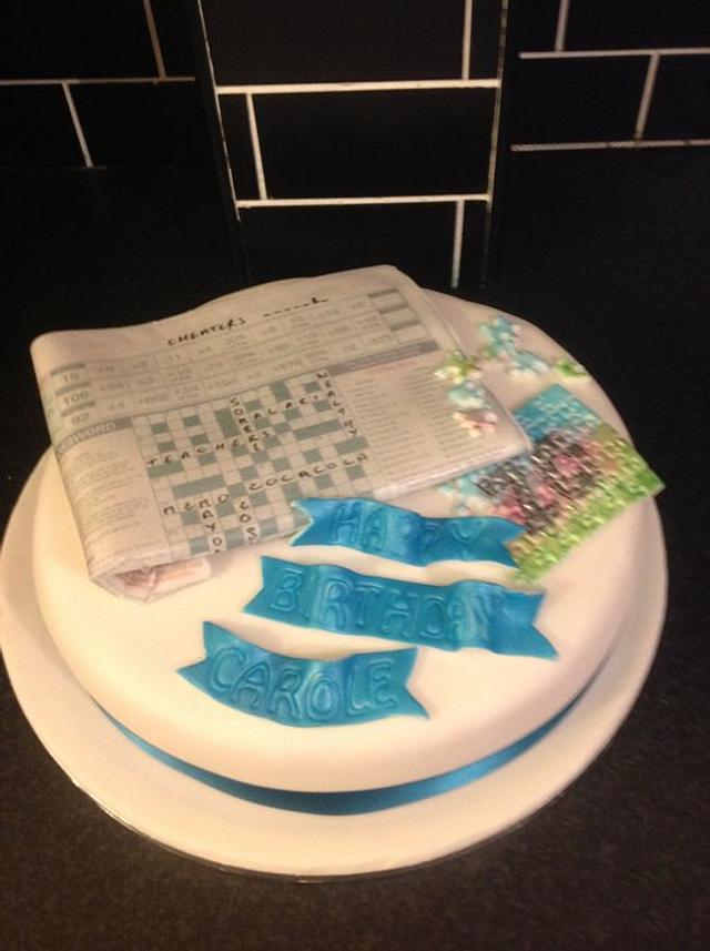 Crossword Puzzle Cake Decorated Cake by Samantha CakesDecor