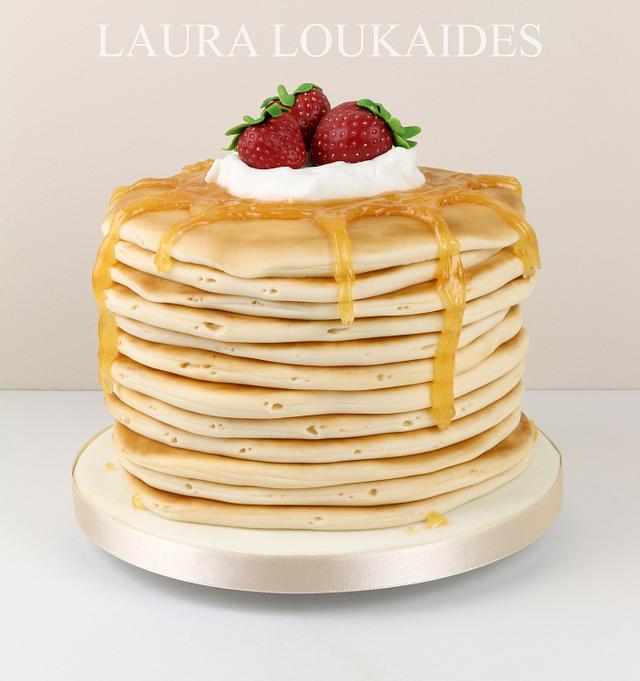 Pancake Cake Decorated Cake by Laura Loukaides CakesDecor