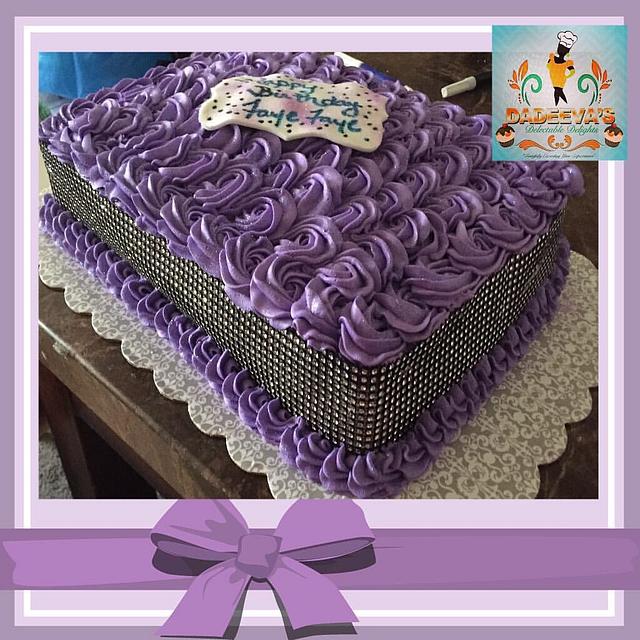 Rosette Sheet Cake with Bling!
