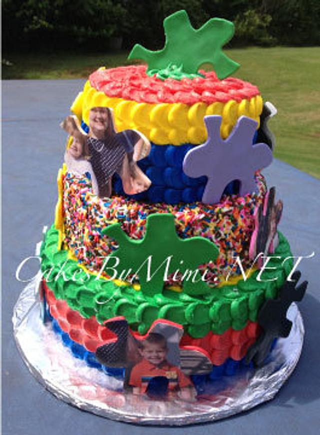 Puzzle Cake for Adoption Party - Cake by Emily Herrington - CakesDecor