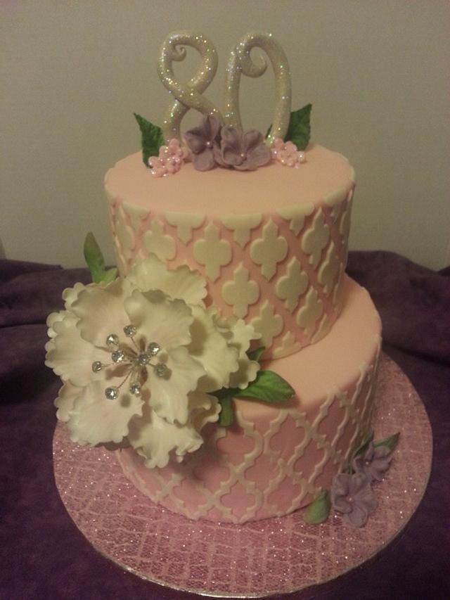 80th birthday cake for Mom Cake by srkcakelady CakesDecor