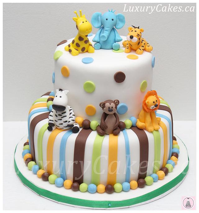 Animal themed Baby shower cake - Decorated Cake by Sobi - CakesDecor