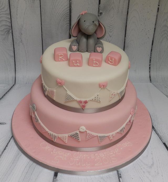 Pink christening cake - Decorated Cake by Rachel Roberts - CakesDecor