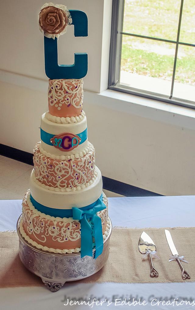 Monogrammed Wedding Cake - Cake by Jennifer's Edible - CakesDecor