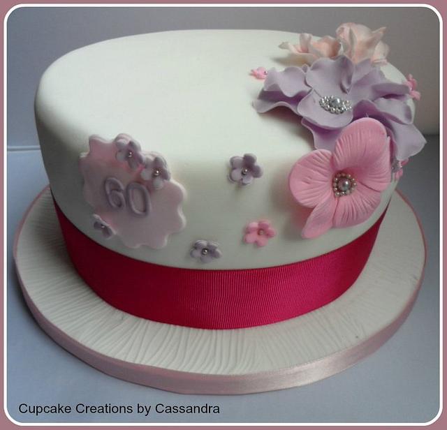 60th Floral birthday cake - Decorated Cake by - CakesDecor