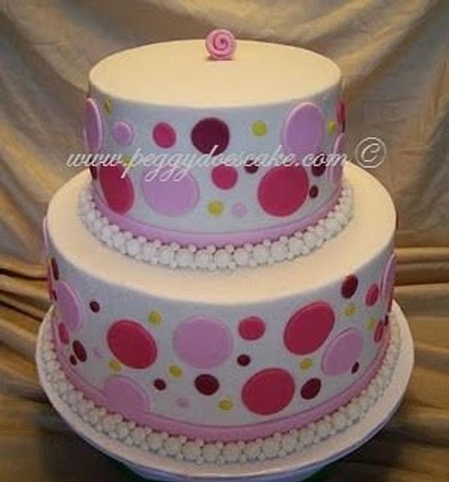 Little Butter Cream Polka Dot Wedding Dake - Decorated - CakesDecor