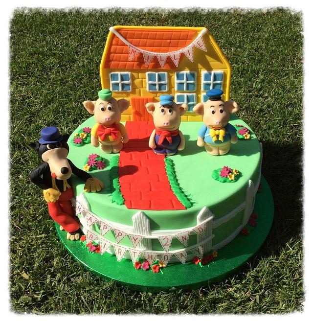 The three little piggies and the big bad wolf - Decorated - CakesDecor