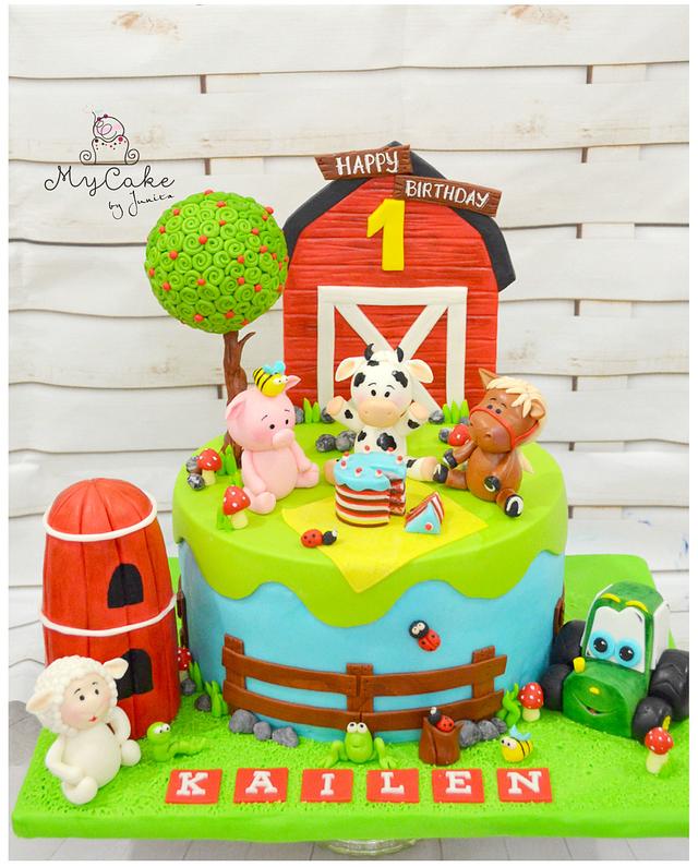 Farm animals 1st birthday - Decorated Cake by Hopechan - CakesDecor