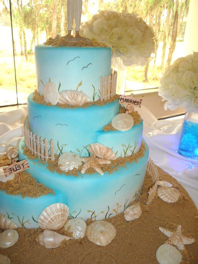 Beach Wedding Cake Cake by Cakery Creation Liz Huber CakesDecor