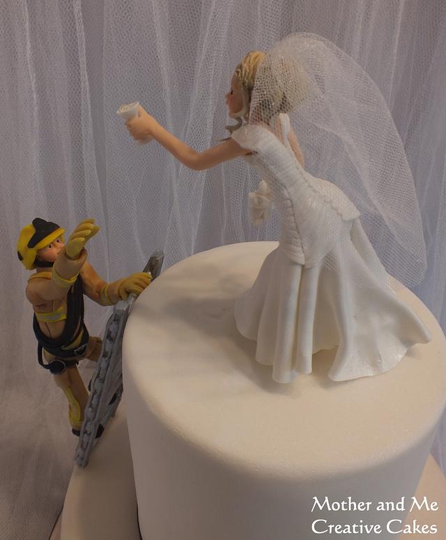 Wedding Cake Topper Fireman and his Bride!
