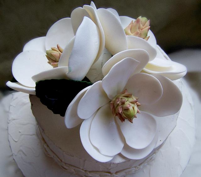 Magnolia Sugar Flowers Cake by Lorri CakesDecor