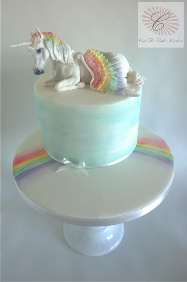Rainbow Winged Unicorn Decorated Cake by Emma Lake CakesDecor
