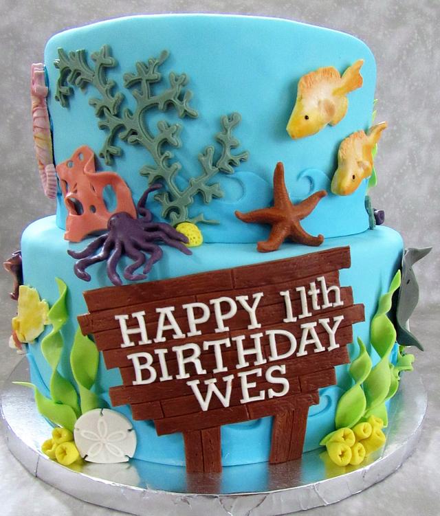 Ocean Themed Birthday Cake Decorated Cake by Susan CakesDecor