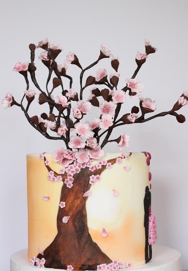 Blossom Love silhouette cake
