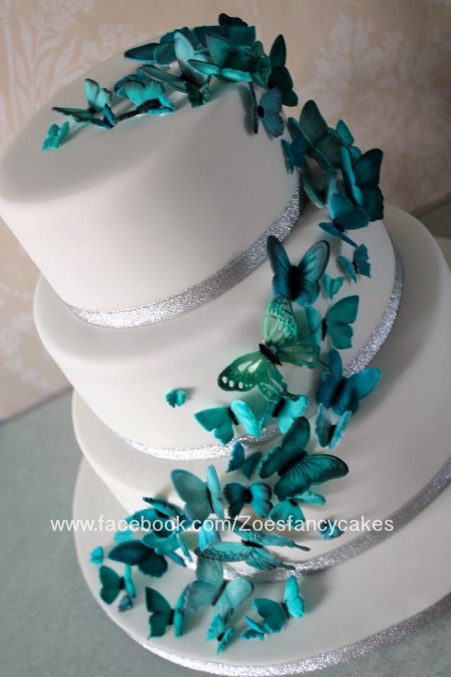 turquoise and silver wedding cakes