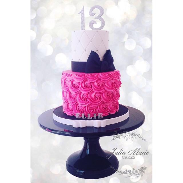 Pink, Black and White Birthday Cake