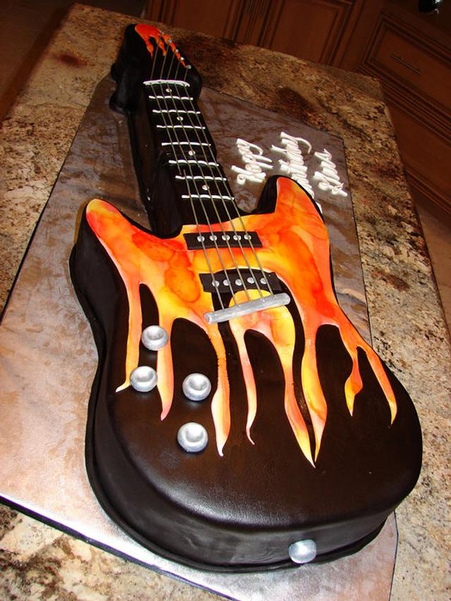 Flaming Guitar Cake