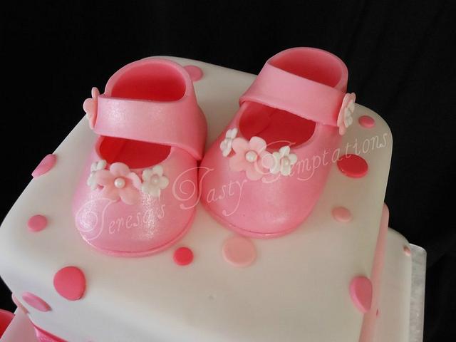 Pink modern baby shower cake
