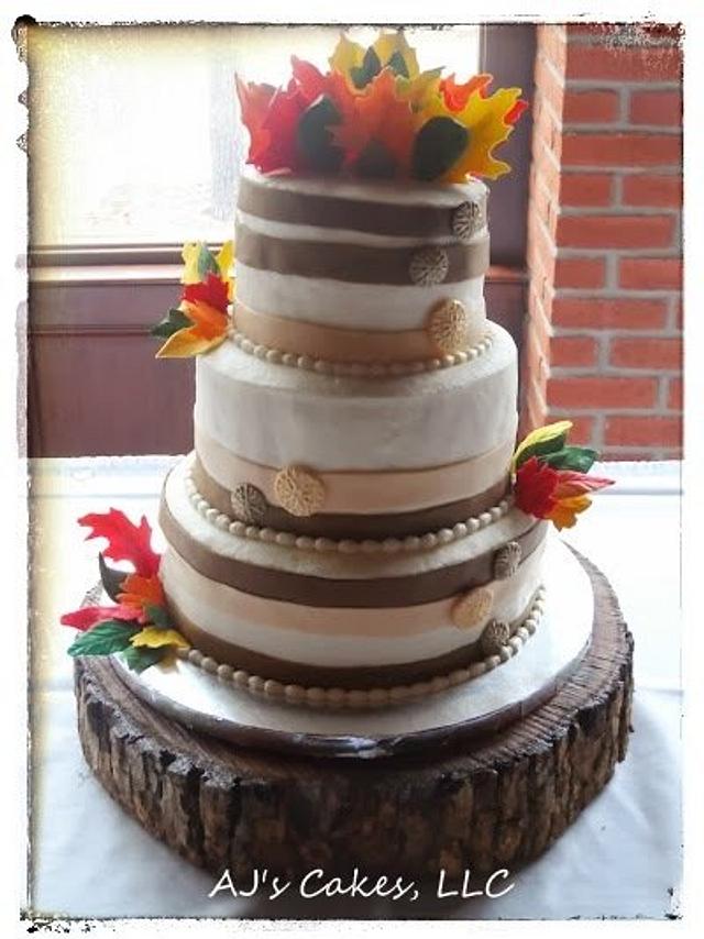 Fall Leaves Wedding Cake Cake By Amanda Reinsbach Cakesdecor