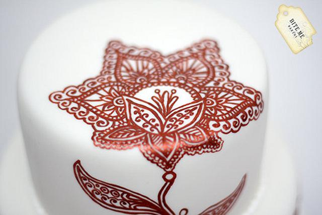 Mehndi / henna tattoo inspired wedding cake