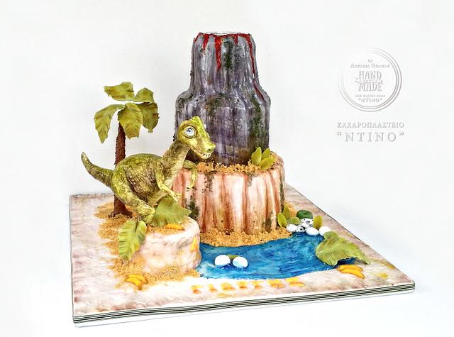 "Dinosaur & Volcano Cake"