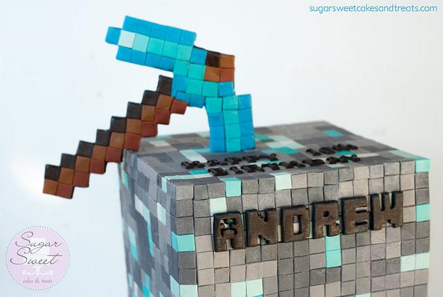 Diamond Ore Cube Minecraft Cake