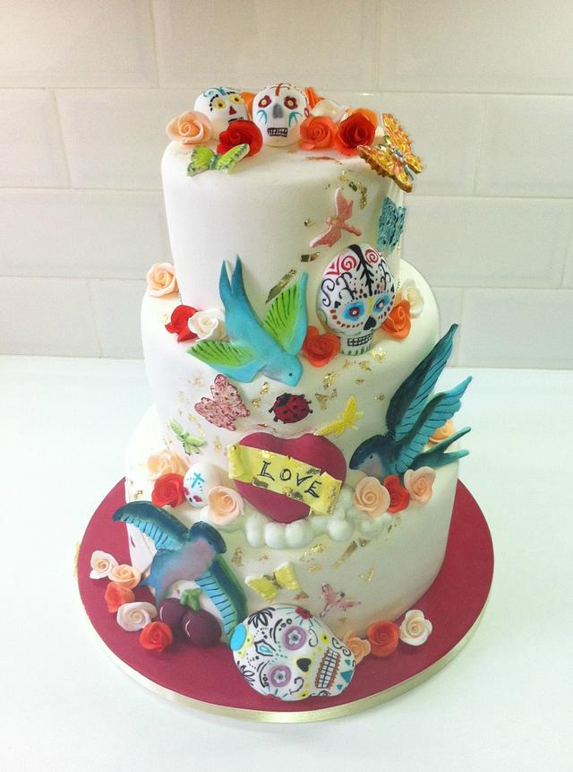 Tattoo Inspired Wedding Cake Decorated Cake by CakesDecor
