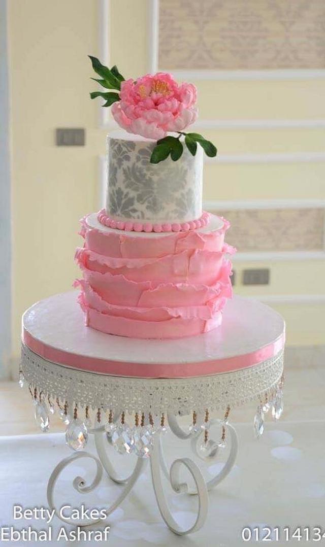 Open Peony Wedding Cake - Decorated Cake By - CakesDecor