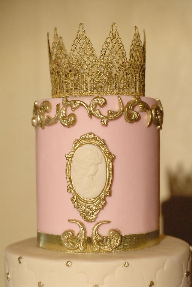 Glamorous Pink and Gold Wedding Cake