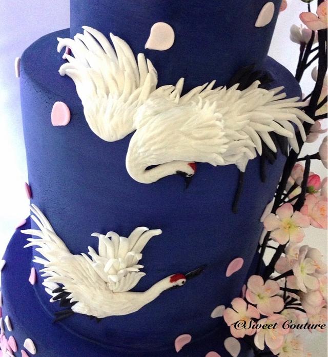 Oriental/cherry blossom themed wedding cake.