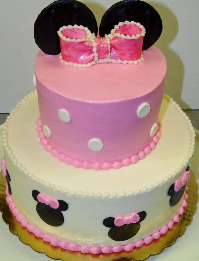 Buttercream tiered Minnie Mouse cake