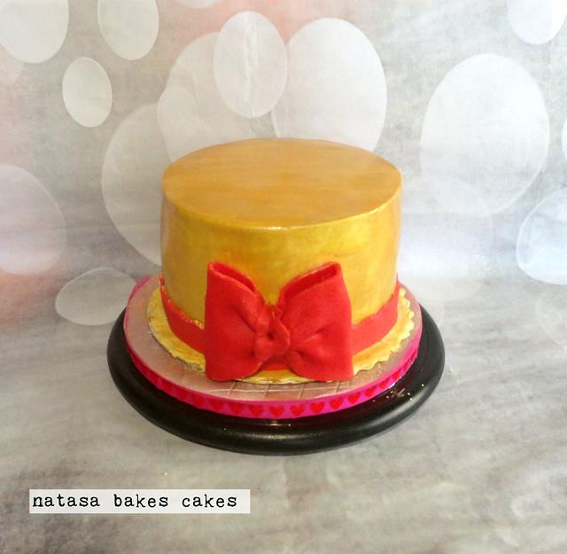 Gold and red cake