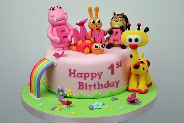 1st Birthday Baby TV Themed 2 tier Cake