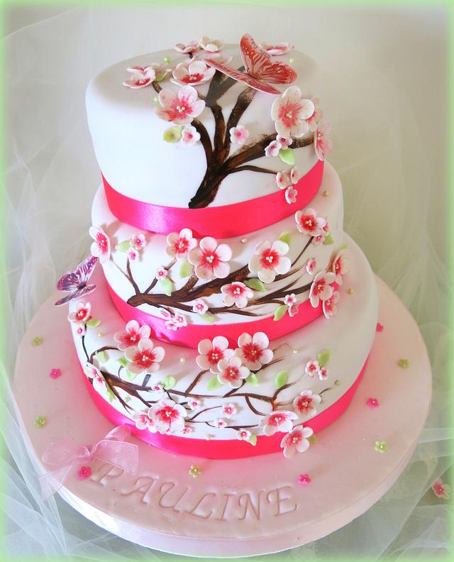 Cherry Blossom cake - Decorated Cake by Sugar&Spice by NA - CakesDecor