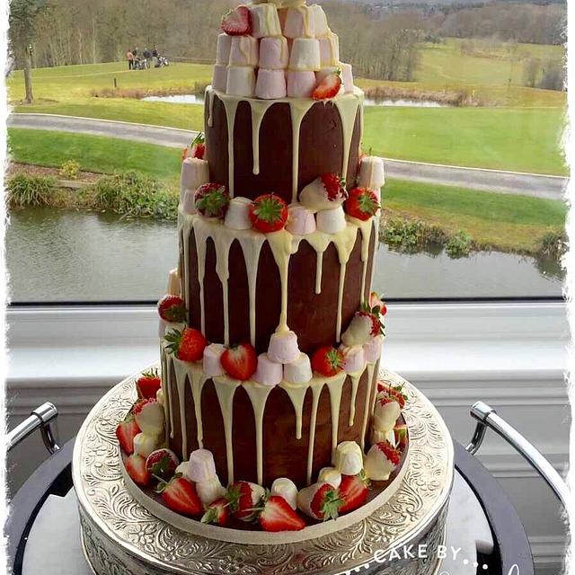 Chocolate Drippy Wedding Cake Decorated Cake By Sadie Cakesdecor