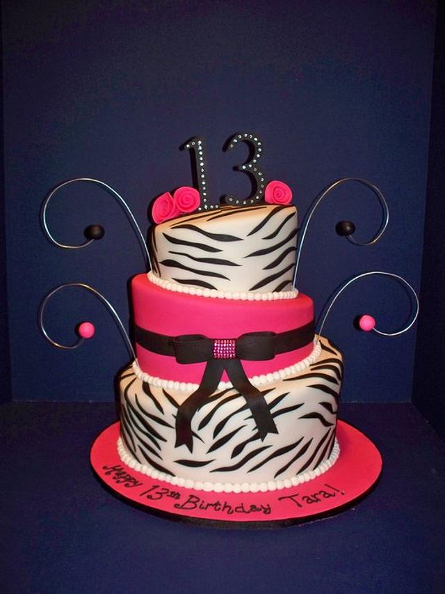 Topsy Turvy Hot Pink & Zebra - Decorated Cake by Kimberly - CakesDecor