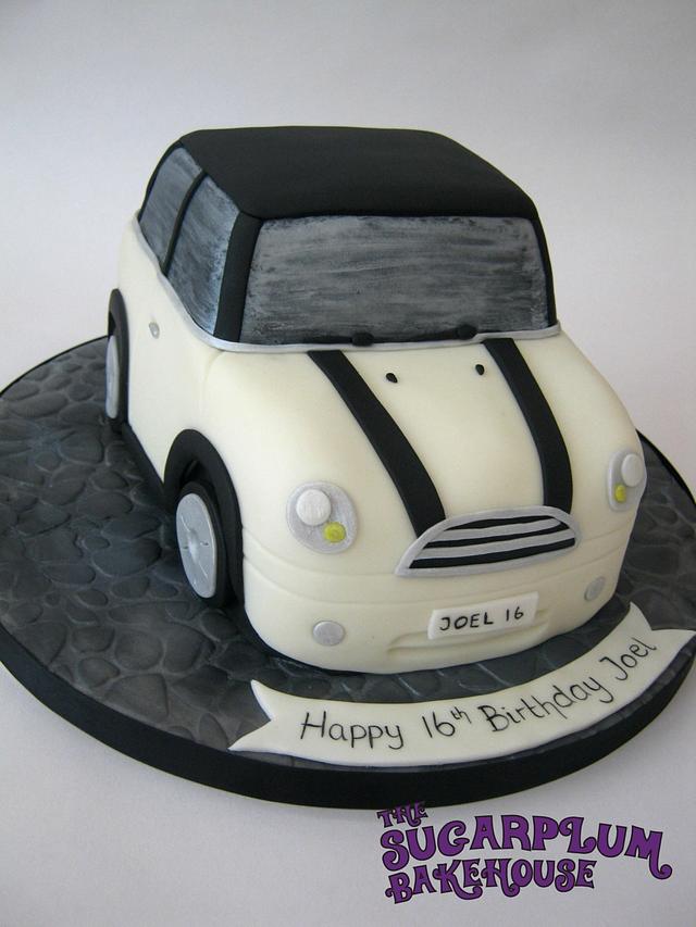 Cream & Black Mini Car Cake - Decorated Cake by Sam - CakesDecor
