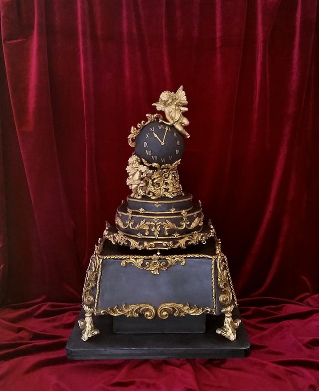 Baroque clock cake Decorated Cake by Marina Danovska CakesDecor
