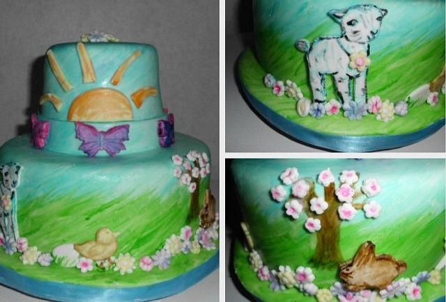 Hand Painted Easter Water Color Easter Cake