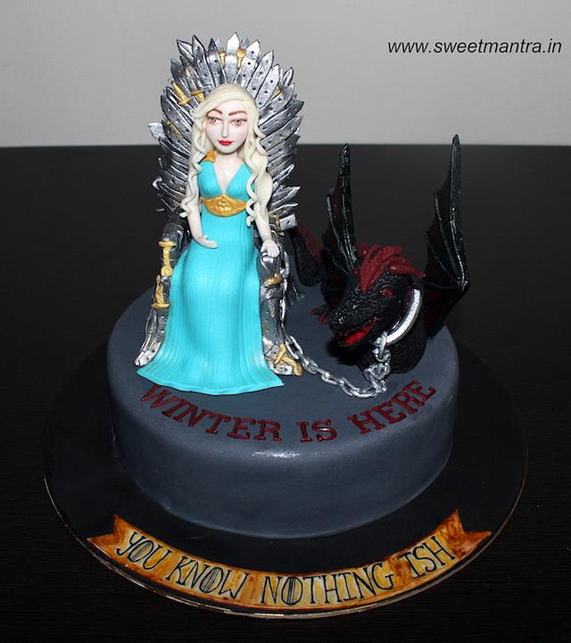 Game Of Thrones Theme Cake With Daenerys Khaleesi Figure Cakesdecor